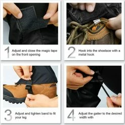 LIXIN Waterdichte Gaiters - Gamaschen - Zwart - Voor Mannen En Vrouwen - Waterdicht En Verstelbaar - Wandelen - Jagen - Bergbeklimmen - Sneeuwschoenwandelen - Outdoor Accessoires -CeLaVi winkel 550x547