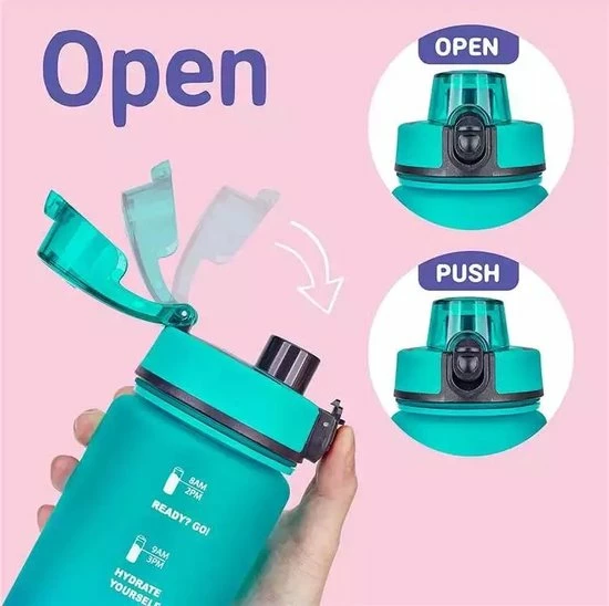 Merkloos Molly's® Drinkfles - Luxe Drinkfles - Water Bottle - Waterfles 1 Liter - Bidon- Motivatie Drinkfles Roze/Blauw - BLACK FRIDAY 2022 4 Merkloos Molly's® Drinkfles - Luxe Drinkfles - Water Bottle - Waterfles 1 Liter - Bidon- Motivatie Drinkfles Roze/Blauw - BLACK FRIDAY 2022 - Afbeelding 2