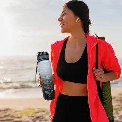 Nimma Motivatie Waterfles - 1 Liter Drinkfles - Met Tijdmarkeringen En Fruitfilter - Zwart Wit -CeLaVi winkel 550x550 10