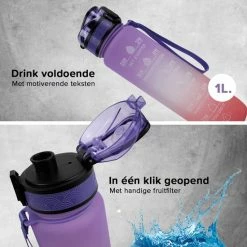 Nimma Motivatie Waterfles - 1 Liter Drinkfles - Met Tijdmarkeringen En Fruitfilter - Roze Paars -CeLaVi winkel 550x550 147
