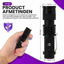 Apeiron UV Zaklamp - LED Verlichting Zak Lantaarn - Ultra Violet Zoom - Flashlight - Lamp - Blacklight -CeLaVi winkel 550x550 165