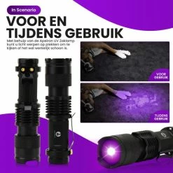 Apeiron UV Zaklamp - LED Verlichting Zak Lantaarn - Ultra Violet Zoom - Flashlight - Lamp - Blacklight -CeLaVi winkel 550x550 167