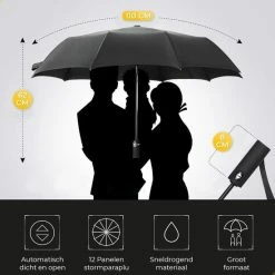 NovaQ Storm Paraplu Opvouwbaar - Grijs - Polsband - Automatisch Uitklapbaar - Tot 100km P/u Windproof - 110 Cm - 12 Panelen -CeLaVi winkel 550x550 183