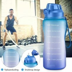 FLOOQ Motivatie Waterfles Zwart - 2 Liter Drinkfles - BPA Vrij - Waterfles Met Tijdsmarkering -CeLaVi winkel 550x550 188