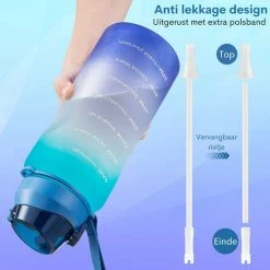FLOOQ Motivatie Waterfles Zwart - 2 Liter Drinkfles - BPA Vrij - Waterfles Met Tijdsmarkering -CeLaVi winkel 550x550 189