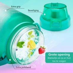 FLOOQ Motivatie Waterfles Zwart - 2 Liter Drinkfles - BPA Vrij - Waterfles Met Tijdsmarkering -CeLaVi winkel 550x550 192