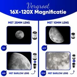 Earkings Telescoop Sterrenkijker 70/400 Mm Voor Kinderen, Beginners En Gevorderden - Inclusief Statief, Opbergtas, Twee Lenzen 25mm & 10mm En Barlow Lens, Telefoon Houder Voor Foto’s - F/5.7 Magnificatie -CeLaVi winkel 550x550 208
