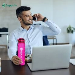 Supplife Waterfles Met Tijdmarkering - 1 Liter Drinkfles - Motivatie Waterfles - Met Rietje - Volwassenen - Kinderen - Roze - Black Friday 2022 -CeLaVi winkel 550x550 231