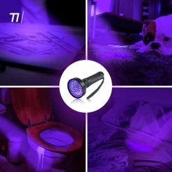 TIKKENS UV Lamp XXL - UV Zaklamp -100 Ultraviolet LED's - Blacklight Zaklamp - Detector Urine/Vals Geld/Overige Vlekken - 395nm -CeLaVi winkel 550x550 235