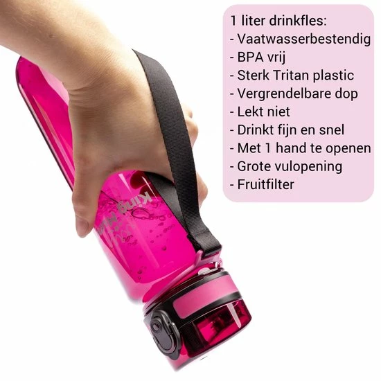 1 Liter Drinkfles - Vaatwasserbestendig - Sport Bidon Drinkbus King Mungo 1000ml Paars/rood 10 1 Liter Drinkfles - Vaatwasserbestendig - Sport Bidon Drinkbus King Mungo 1000ml Paars/rood - Afbeelding 8
