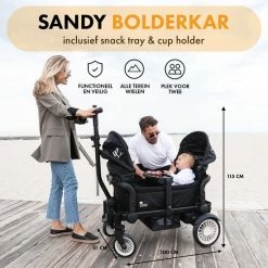 Deryan Luxe Sandy Bolderkar - Duo Buggy - Tandem Buggy - Opvouwbaar - Inklapbare Bolderwagen - Duo Kinderwagen - Zwart -CeLaVi winkel 550x550 284