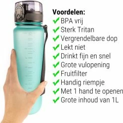 Drinkfles - 1 Liter - Sport Bidon Drinkbus 1000ml - Lichtblauw - King Mungo KMDF043 -CeLaVi winkel 550x550 295