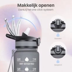 Innovaland Motivatie Waterfles Zwart - 1 Liter Drinkfles - Waterfles Met Rietje - Waterfles Met Tijdmarkering - BPA Vrij - Volwassenen - Kinderen - Vaderdag Cadeau - Geschenk - Cadeau Voor Man - Vrouw - Sinterklaas Cadeautjes - Mannen - Vrouwen -CeLaVi winkel 550x550 312