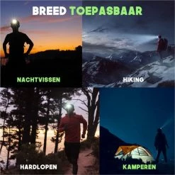 Solstedt LED Hoofdlamp - USB Oplaadbaar - Bewegingssensor - 200m Bereik - 5 Lichtstanden - Outdoorverlichting - Verstelbaar - Multifunctioneel - Waterdicht -CeLaVi winkel 550x550 325