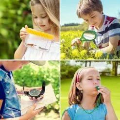 Kinder Verrekijker Onderzoeks Set ,UTTORA Outdoor Explorer Set Speelgoed, Kinderverrekijker 22 Stuks Kids Adventurer Explorer Set Met Bug Catcher Pincet Insect Viewer Kompas Vergrootglas & Vlindernet Voor Camping Telescopen Microscopen -CeLaVi winkel 550x550 330