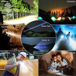 TRANSNECT Zaklamp LED Oplaadbaar- 5000 Lumen - Instelbare Focus - Inclusief 2 X 18650 Batterijen - Waterdicht - Voor Camping, Wandelen Met Hond, Noodgeval -CeLaVi winkel 550x550 355