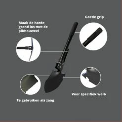 Merkloos Opvouwbare Pioniersschep - 42 Cm - Incl. Pikhouweel - Metaal -CeLaVi winkel 550x550 403