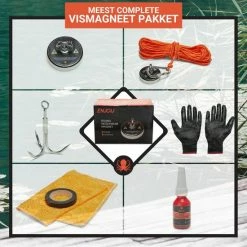 Enjoij Magneetvissen Set 170KG - Magneetvissen Magneet - Vismagneet Met Touw - Karabijnhaak - 20m Touw - Neodymium Magneten - Handschoenen - Schroefdraadborgmiddel - Doekje - Tape - Luxe Versie - Zwart -CeLaVi winkel 550x550 407