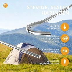 Stalen Haringen Set Van 50st. - Premium Staal - Grondanker - Tent Haring - Grondhaken - Tent Spijker - 20cm Lang - 3cm Haak - 3,5mm Premium Dikte Tentharing - Groots® -CeLaVi winkel 550x550 45