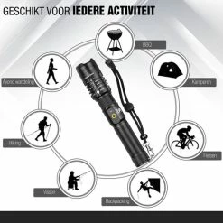 Smart Choices Verbeterde Militaire LED Zaklamp Incl. Opbergdoos Batterij En Diverse Laders - 1200 Lumen - Zwart 9 Smart Choices Verbeterde Militaire LED Zaklamp Incl. Opbergdoos Batterij En Diverse Laders - 1200 Lumen - Zwart -CeLaVi winkel 550x550 47