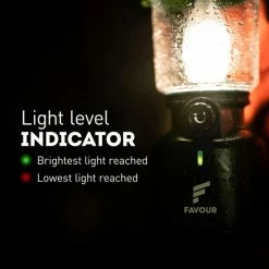 Favour L0818 Retro Camping Lamp Oplaadbaar LED, 320 Lumen, IP64 Waterdicht, Draagbare Kampeerlamp, Tentlamp, Acculamp, Traploos Dimbare Lamp Incl. Kaarslicht-modus, Groen -CeLaVi winkel 550x550 497