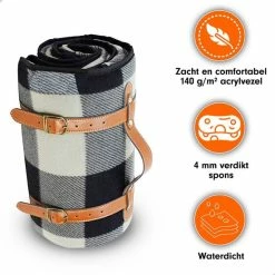 Merkloos Sam's Home XXL Picknick Kleed - Waterdicht - 200 X 200 Cm - Leren Houder - Buitenkleed -CeLaVi winkel 550x550 510
