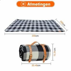 Merkloos Sam's Home XXL Picknick Kleed - Waterdicht - 200 X 200 Cm - Leren Houder - Buitenkleed -CeLaVi winkel 550x550 515