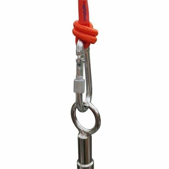 Magfishion Vismagneet Touw - 10 Meter Lang - Karabijnhaak - 500 KG Trekkracht - Dik Touw Met Musketonhaak - Oranje 5 Magfishion Vismagneet Touw - 10 Meter Lang - Karabijnhaak - 500 KG Trekkracht - Dik Touw Met Musketonhaak - Oranje - Afbeelding 3