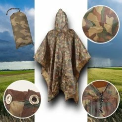 HomeShopXL Regenponcho / Fietsponcho Herbruikbaar Voor Volwassenen ( Dames En Heren ) - 200x110cm - 100% Ripstop Polyester - Camouflage -CeLaVi winkel 550x550 553