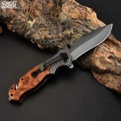 AdroitGoods Zakmes - Jachtmes - Houten Handvat - Survival Mes - Knife - Multitool - 22CM - Nova X46 - Opberghoes -CeLaVi winkel 550x550 59