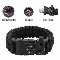 Paracord Survival Armband Met 15 Functies! - Zwart - Handige & Comfortabele Reisgadget Met 15 Functies! - Stoere Survival Multi Tool - Multi Tool - Inclusief Magnesium Vuurstarter -CeLaVi winkel 550x550 644