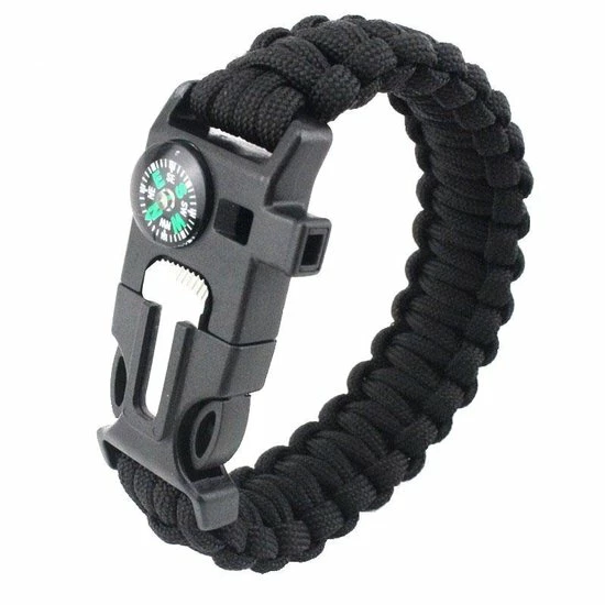 CAMPINGWISE Survival Paracord Armband Met 5 Functies In Zwart 4 CAMPINGWISE Survival Paracord Armband Met 5 Functies In Zwart - Afbeelding 2