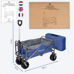 LifeGoods Bolderkar - Opvouwbaar - 80KG Draagkracht - 94L - Inklapbare Bolderwagen/Transportwagen - 2 Standen - Wasbaar Polyester - 98x45cm - Blauw/Grijs -CeLaVi winkel 550x550 747