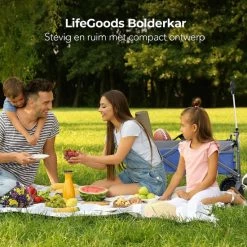 LifeGoods Bolderkar - Opvouwbaar - 80KG Draagkracht - 94L - Inklapbare Bolderwagen/Transportwagen - 2 Standen - Wasbaar Polyester - 98x45cm - Blauw/Grijs -CeLaVi winkel 550x550 749