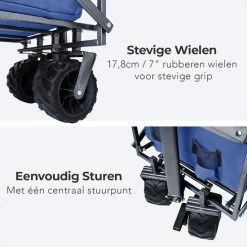 LifeGoods Bolderkar - Opvouwbaar - 80KG Draagkracht - 94L - Inklapbare Bolderwagen/Transportwagen - 2 Standen - Wasbaar Polyester - 98x45cm - Blauw/Grijs -CeLaVi winkel 550x550 750