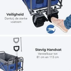 LifeGoods Bolderkar - Opvouwbaar - 80KG Draagkracht - 94L - Inklapbare Bolderwagen/Transportwagen - 2 Standen - Wasbaar Polyester - 98x45cm - Blauw/Grijs -CeLaVi winkel 550x550 751