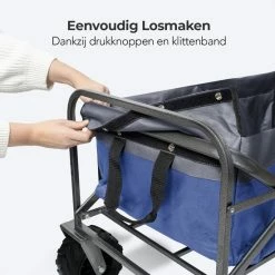 LifeGoods Bolderkar - Opvouwbaar - 80KG Draagkracht - 94L - Inklapbare Bolderwagen/Transportwagen - 2 Standen - Wasbaar Polyester - 98x45cm - Blauw/Grijs -CeLaVi winkel 550x550 752
