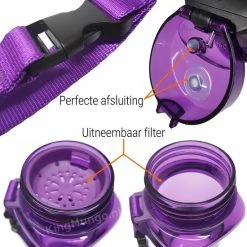 Drinkfles Herbruikbare Waterfles | 500 Ml Paars | Vaatwasserbestendig Drinkbus Bidon | King Mungo KMDF005 -CeLaVi winkel 550x550 800