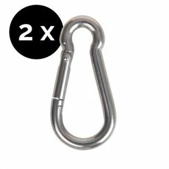 HGMD® 2x Karabijnhaak 7x70mm - Carabiner Gegalvaniseerd - Musketonhaak