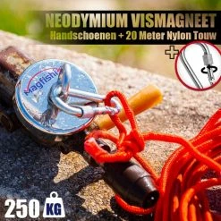 Magfishion Magneetvissen Set - 250 KG - Vismagneet - 20 Meter Lang Touw + Karabijnhaak Met Schroefsluiting - Handschoenen - Borgmiddel - Magneetvissen Starterspakket - Magneet Vissen - Outdoor -CeLaVi winkel 550x550 815