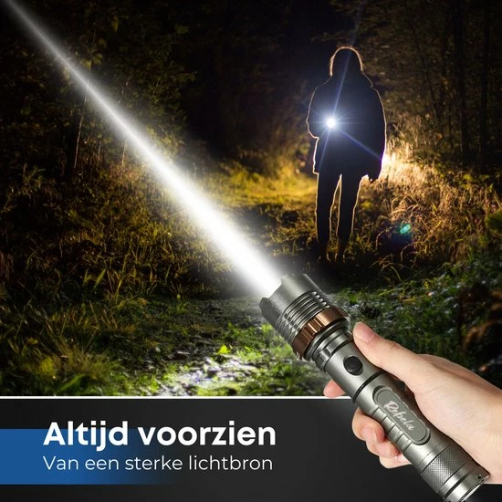 Rebela | Led Zaklamp Oplaadbaar | Flashlight | Aluminium | Waterproof | Inclusief Oplaadbare Batterij | High-Mid-Low-Strobe-SOS | T6 LED Police Flashlight 4 Rebela | Led Zaklamp Oplaadbaar | Flashlight | Aluminium | Waterproof | Inclusief Oplaadbare Batterij | High-Mid-Low-Strobe-SOS | T6 LED Police Flashlight - Afbeelding 2