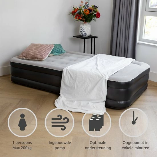BluMill Eenpersoons Luchtbed - Met Ingebouwde Pomp - Luchtbed Zelfopblazend - Incl. Draagtas - 191x99x36 Cm 9 BluMill Eenpersoons Luchtbed - Met Ingebouwde Pomp - Luchtbed Zelfopblazend - Incl. Draagtas - 191x99x36 Cm - Afbeelding 7