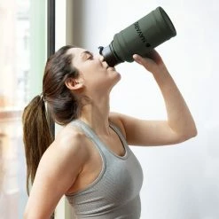 Navaris Fitness Drinkfles 1,3 Liter - Lichte Waterfles Van Roestvrij Staal Grijs - Grote Grijze Waterfles RVS Voor Sport, Fitness, Yoga En Kamperen -CeLaVi winkel 550x550 886