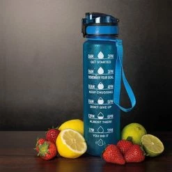 Nimma Motivatie Waterfles - 1 Liter Drinkfles - Met Tijdmarkeringen En Fruitfilter - Blauw -CeLaVi winkel 550x550 896