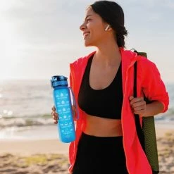 Nimma Motivatie Waterfles - 1 Liter Drinkfles - Met Tijdmarkeringen En Fruitfilter - Blauw -CeLaVi winkel 550x550 899