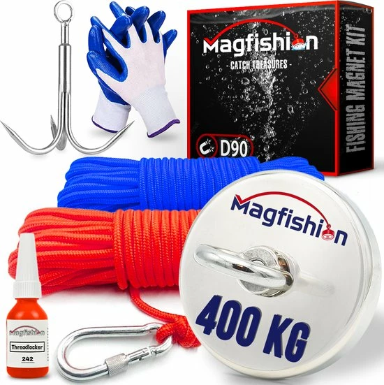 Magfishion Magneetvissen MEGA Set - 400 KG - Vismagneet - 2x Touw + Karabijnhaak Met Schroefsluiting - Dreghaak - Handschoenen - Borgmiddel - Magneet Vissen - Outdoor 3 Magfishion Magneetvissen MEGA Set - 400 KG - Vismagneet - 2x Touw + Karabijnhaak Met Schroefsluiting - Dreghaak - Handschoenen - Borgmiddel - Magneet Vissen - Outdoor