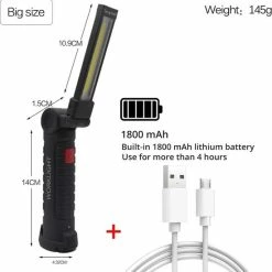 TLVX LED Werklamp Oplaadbaar Groot - Accu LED Lamp - LED Zaklamp - Magneet LED Lamp - Looplamp LED - Worklight - Garage Lamp - Dimbaar - Haak - Magnetisch - Magneet Voet - Zwenkarm - 2000 Lumen -CeLaVi winkel 550x553 14