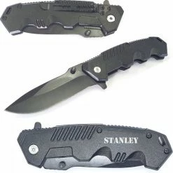 MC Living Zakmes Met Naam Gravering - Stanley - Zwart - 20 Cm - Inklapbaar