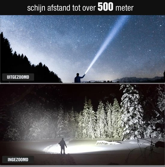 Smart Choices Verbeterde Militaire LED Zaklamp Incl. Opbergdoos Batterij En Diverse Laders - 1200 Lumen - Zwart 8 Smart Choices Verbeterde Militaire LED Zaklamp Incl. Opbergdoos Batterij En Diverse Laders - 1200 Lumen - Zwart - Afbeelding 6