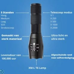 LifeXL Militaire LED Zaklamp - 1000 Lumen - Zaklamp - Waterproof - 1 Stuk - Militair Zaklamp -CeLaVi winkel 550x555 1
